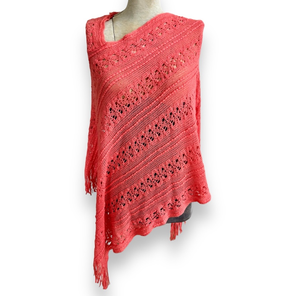 Coral Pink Soft Crochet Shawl Shrug